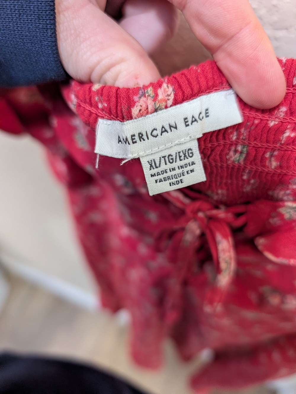Cutesy Cottage Core American Eagle Red Floral ruffle  Collar Mini Dress. Size XL - Picture 3 of 6